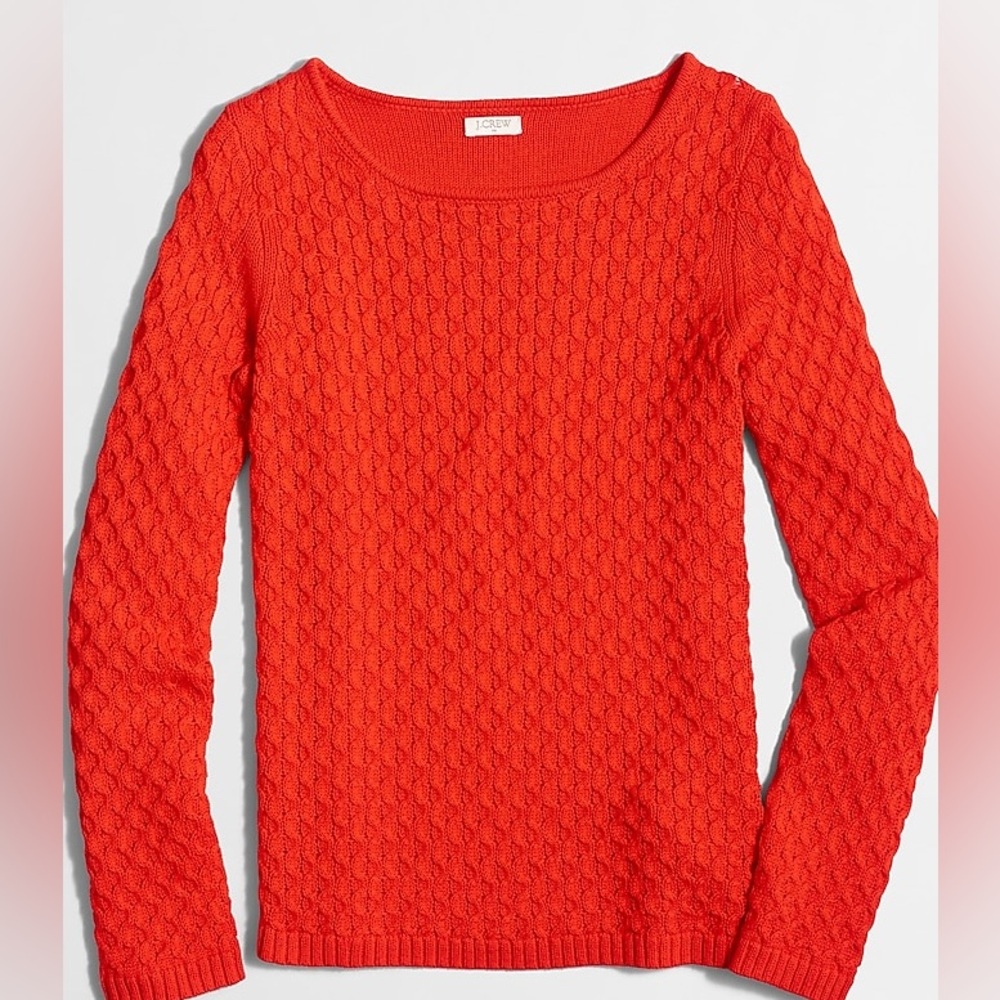 J Crew textured knit scoop neck sweater orange size L
